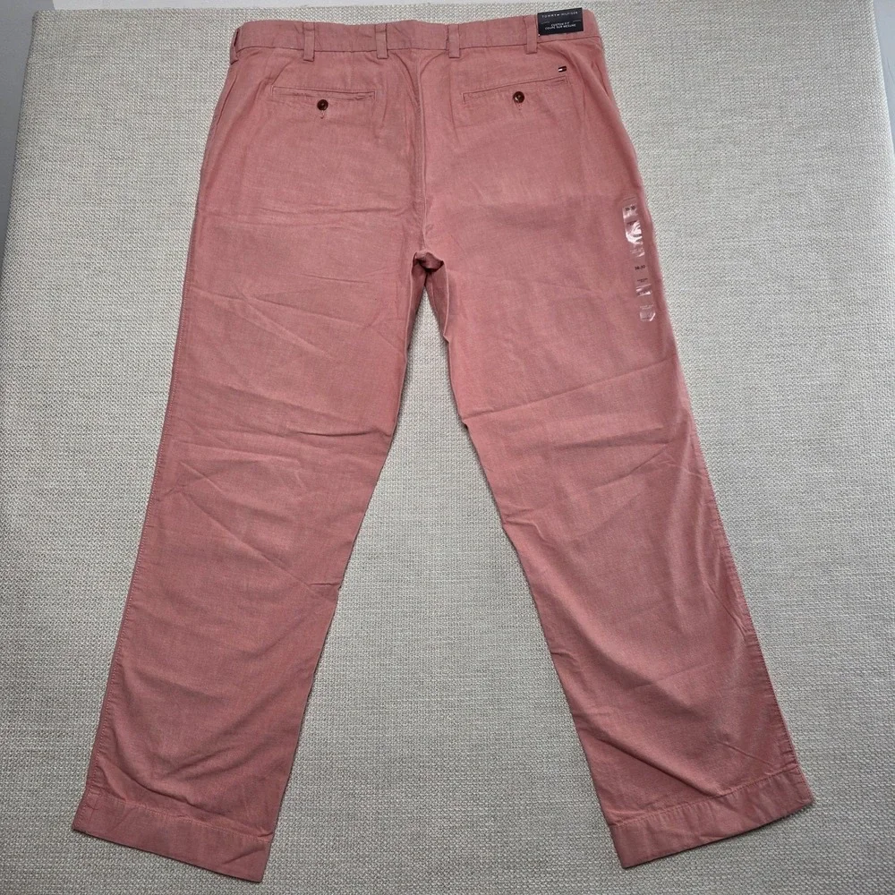Tommy Hilfiger Men's 38x30 Stretch Chino Custom Fit Casual Pants Salmon Pink NWT